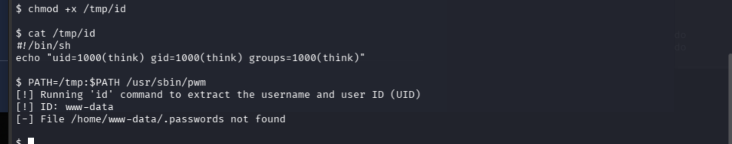 Failed PATH hijack attempt from the noexec temporary directory